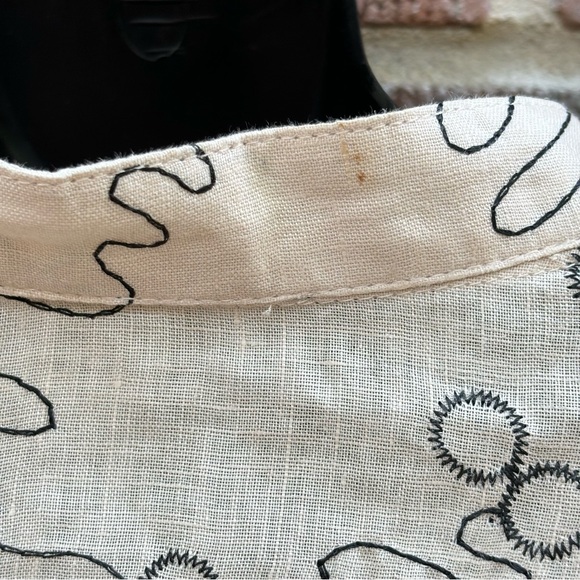 Saint Tropez West Linen Cream color black swirls 3/4 sleeve Blouse Shirt Sz 1X - Picture 5 of 10